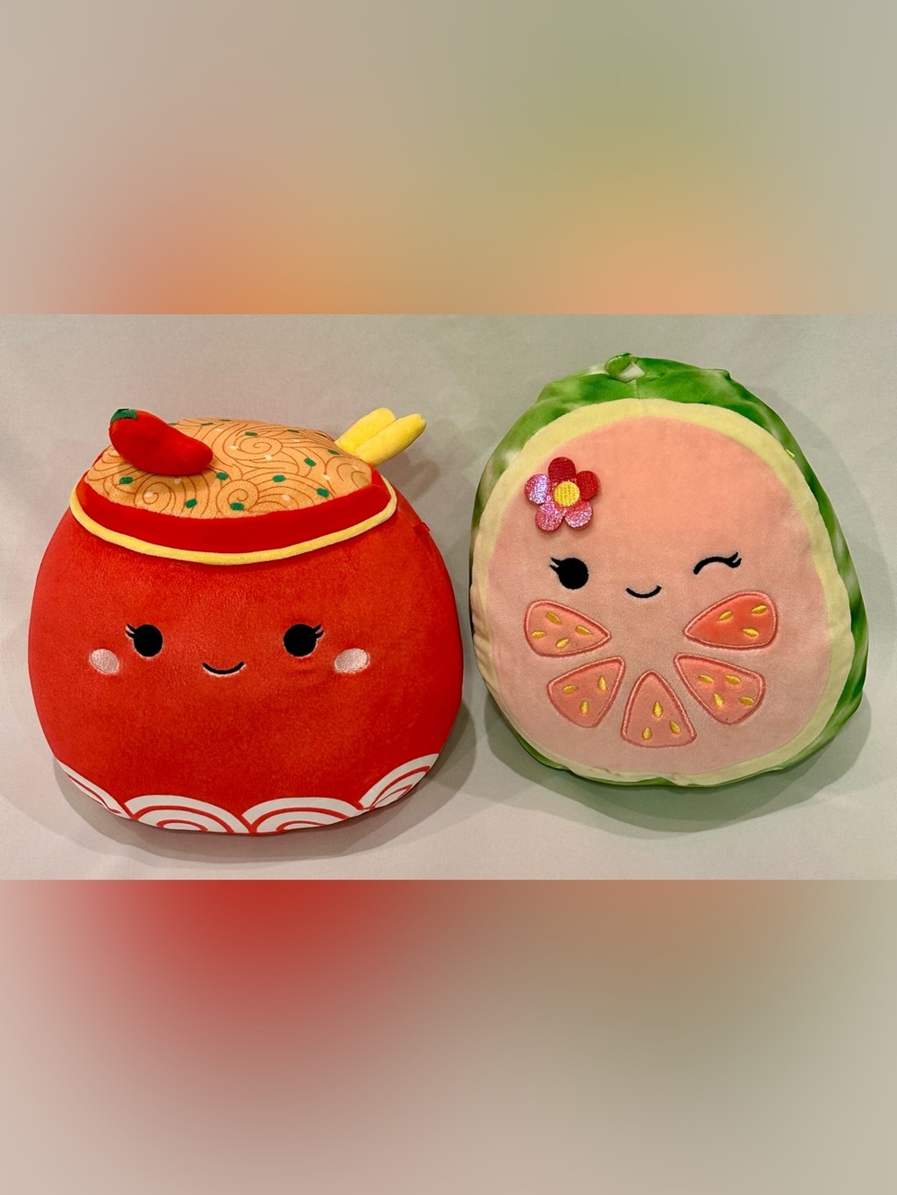 Squishmallows Bundle of 2 – 8" Odion Spicy Ramen Bowl & Lena the Guava
